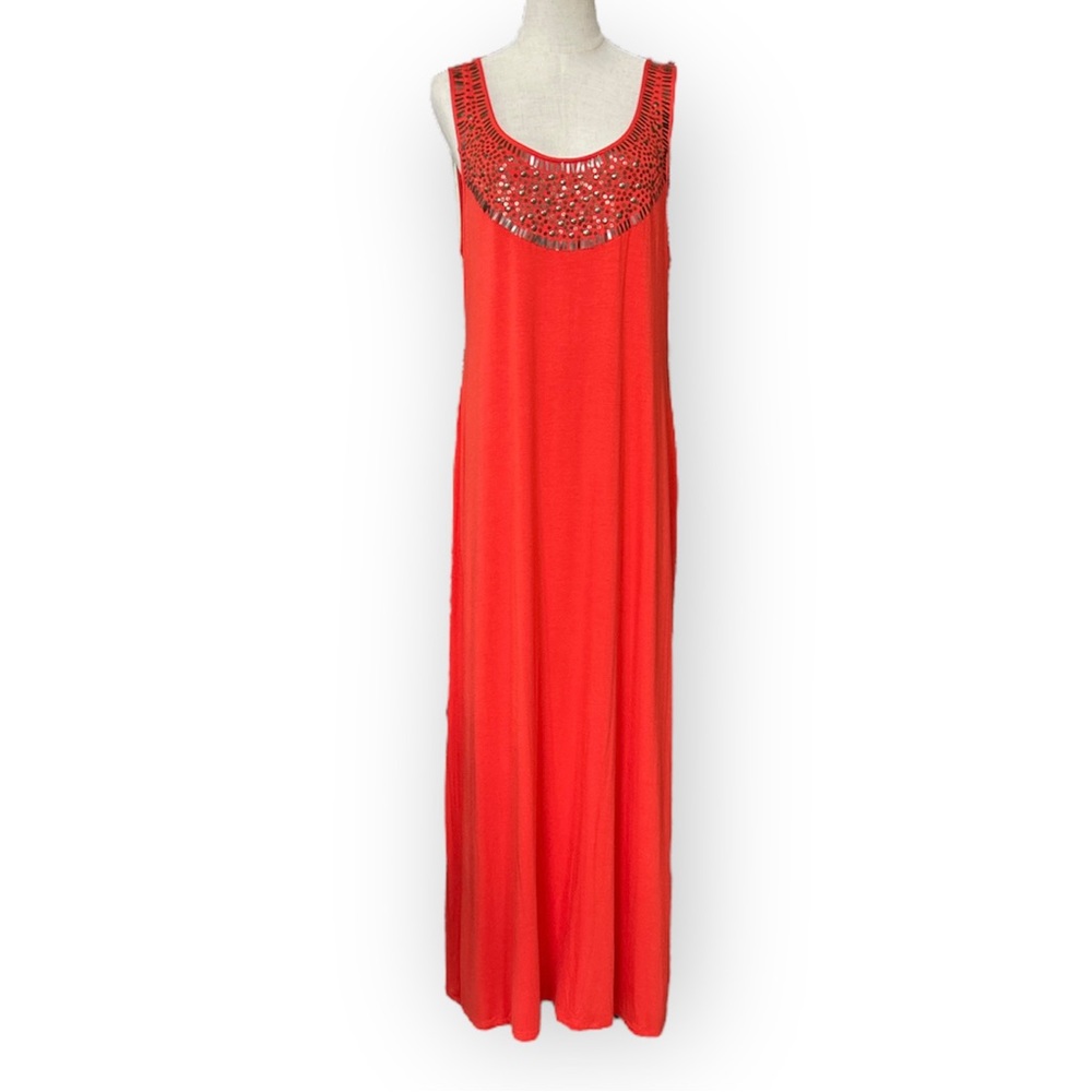 GRACE Dresses Red Spice Antique Brass Palm Beach Maxi Dress Size XL